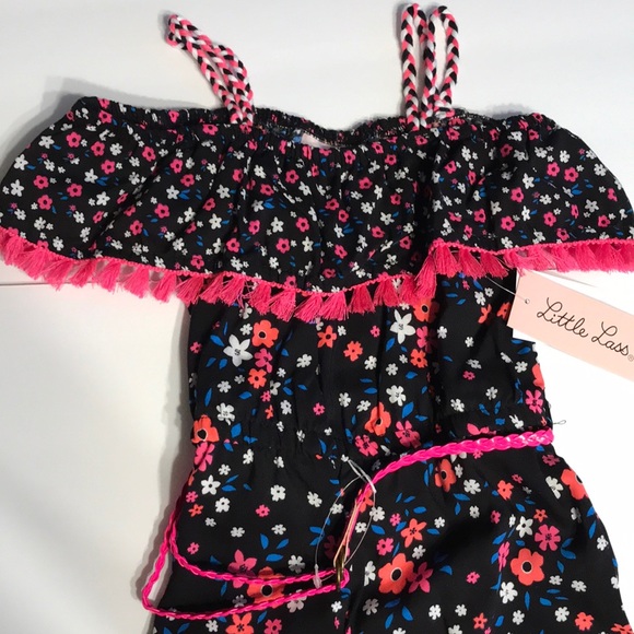 Toddler girls clothes Little Lass 2T one piece pant outfit floral black - Picture 2 of 7